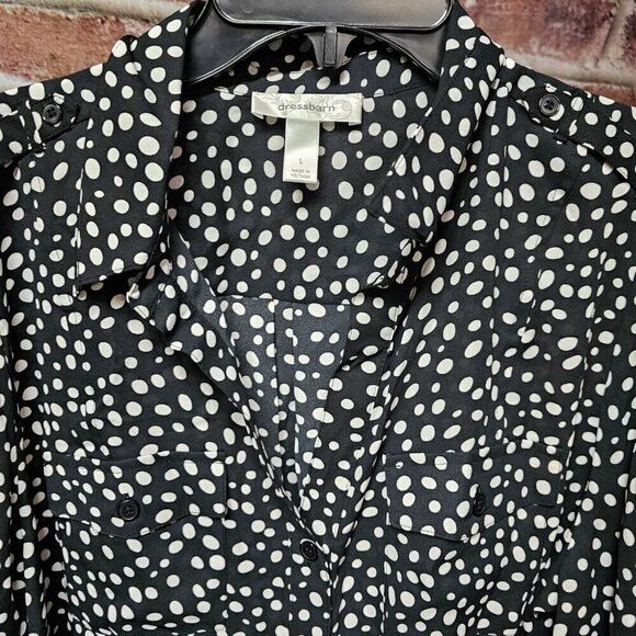 Women's DRESS BARN Polka Dot 3/4 Sleeve Shirt Large - Picture 3 of 5